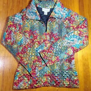 Keke Collection Women's Multicolor Textured Zip Front Jacket Size M colorful